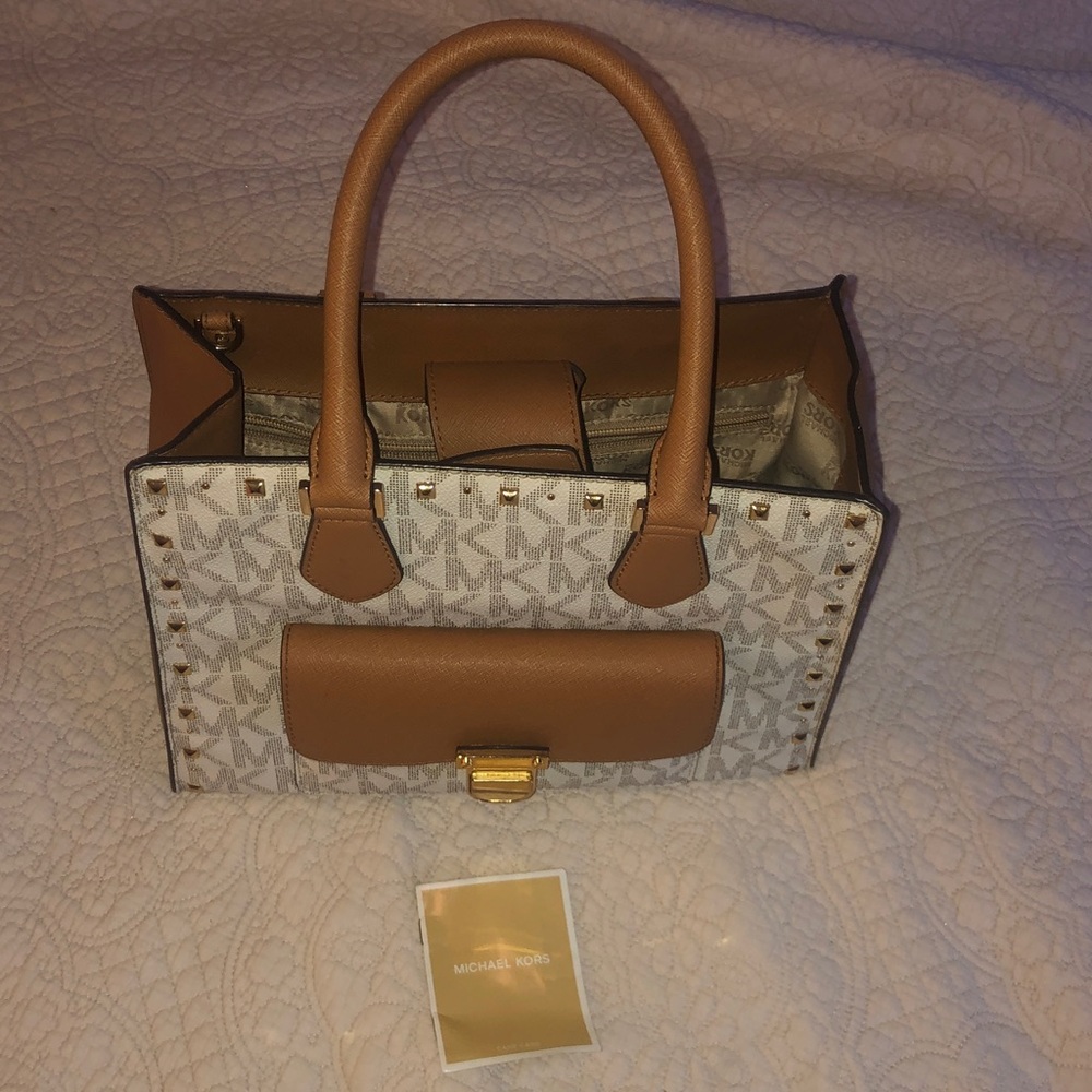 Michael Kors Tan and Cream Satchel
